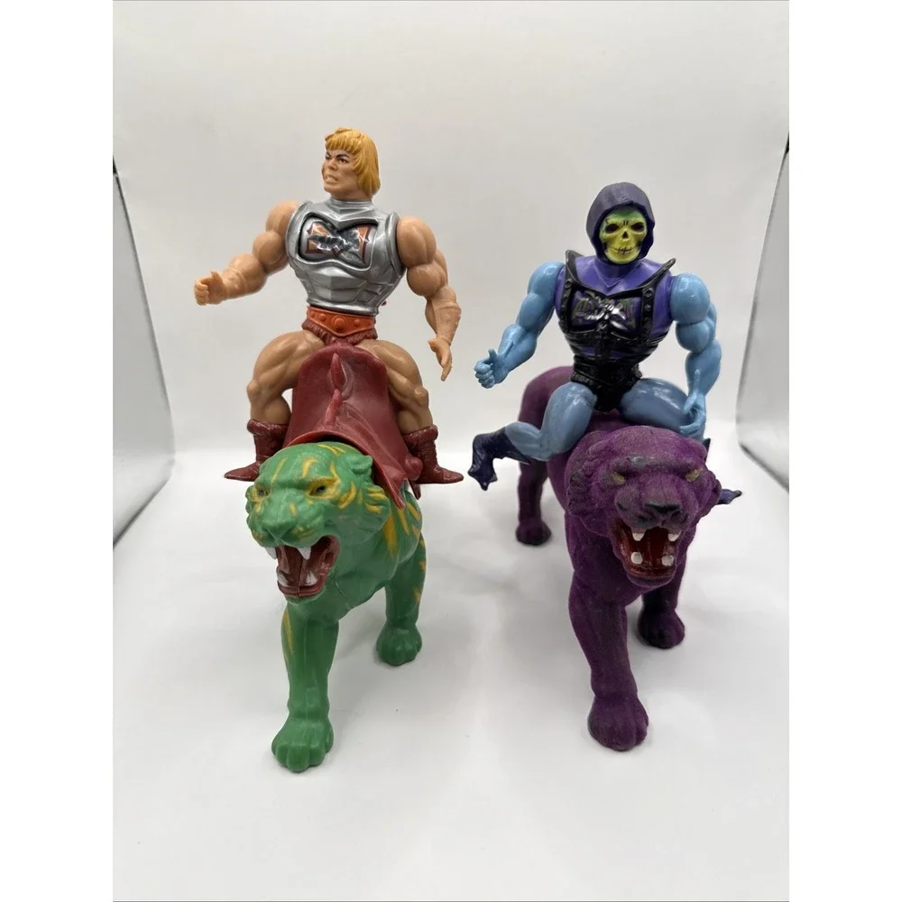 HE-Man Battle Cat & Skeletor Panthor Masters Universe MOTU 1981 1982 1983 Mattel